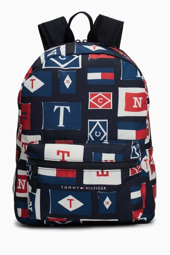 Buy Tommy Hilfiger Blue Essential Print Backpack For Boys Online Ounass Oman