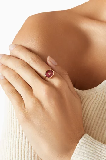 خاتم اورسو مرصع بماس وياقوت أحمر ذهب عيار 9