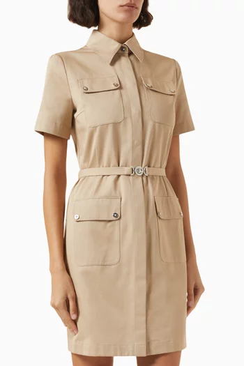 Cargo Mini Dress in Cotton Gabardine