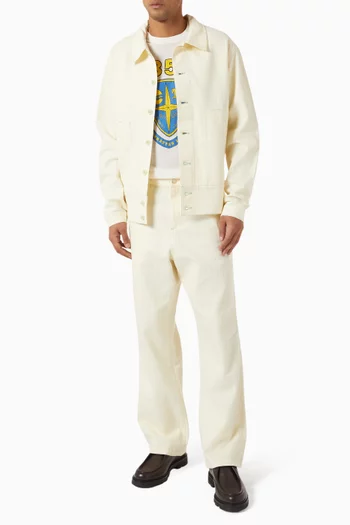 تي شيرت بقصة مربعة مزين بشارة قطن