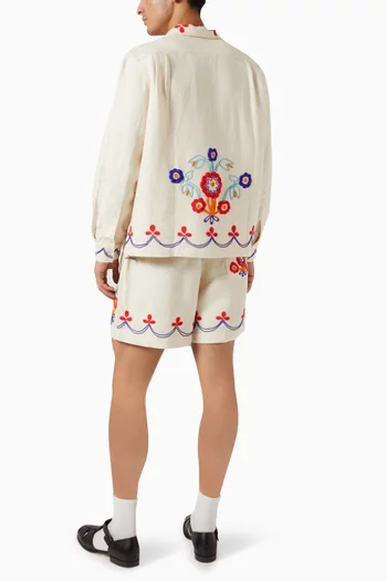 Beaded Garden Party Shirt in Linen