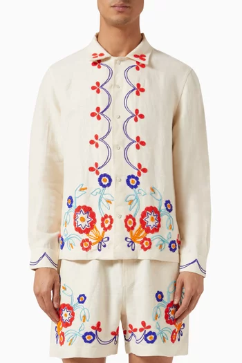 Beaded Garden Party Shirt in Linen