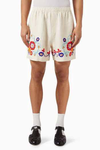 Beaded Garden Party Shorts in Linen