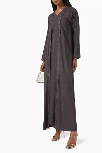 Fringed-trim Abaya Set