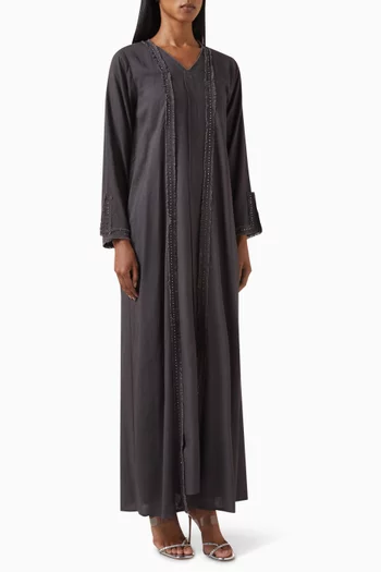 Fringed-trim Abaya Set