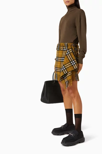 Check Scarf Skirt in Wool-cashmere