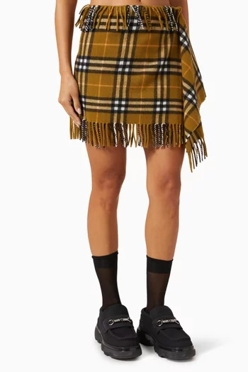 Check Scarf Skirt in Wool-cashmere