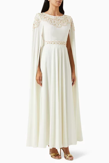 Embellished Cape-sleeve Dress
