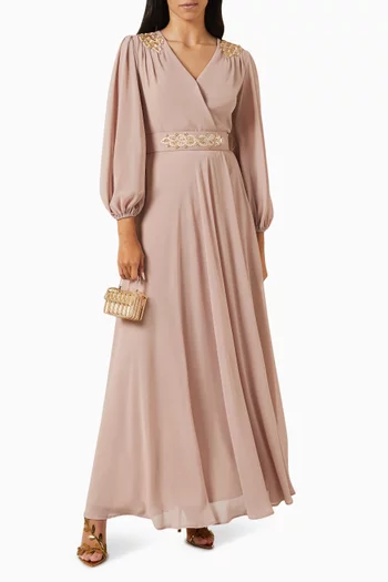 Embellished-belt Maxi Dress