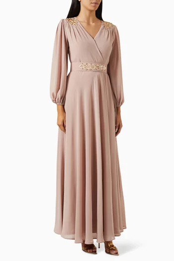 Embellished-belt Maxi Dress
