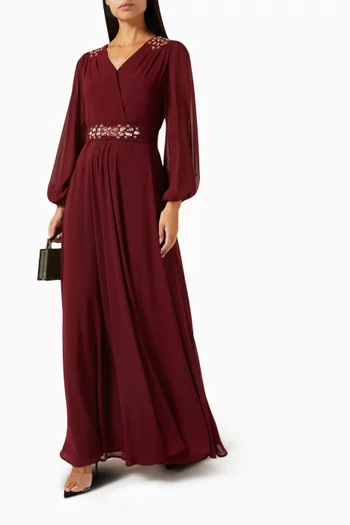Embellished-belt Maxi Dress