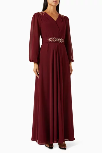 Embellished-belt Maxi Dress