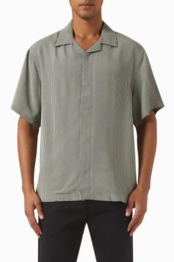 York Mini Houndstooth Shirt in Viscose-blend
