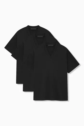طقم تي شيرت بفتحة رقبة V جيرسيه، 3 قطع