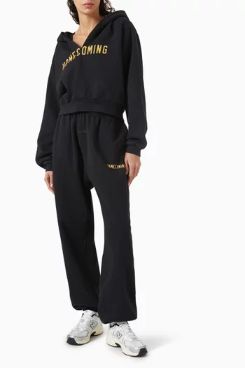 V-neck Crop Hoodie in Cotton-fleecev