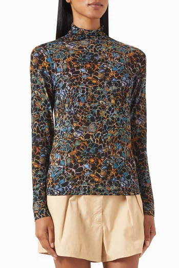 Aurelia Turtleneck in Feather-print Jersey