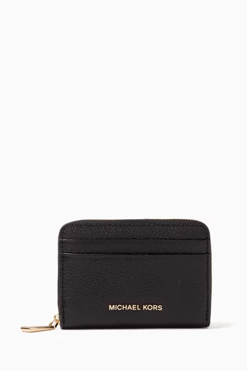 Small Jet Set Coin Card Case in Pebbled Leather