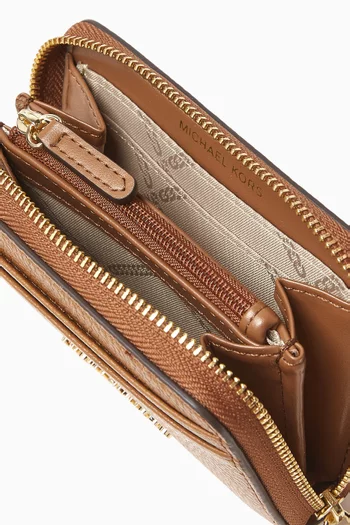 Small Jet Set Coin Card Case in Pebbled Leather