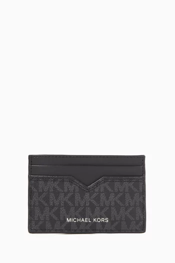 Hudson Card Case in Logo Canvas & Leather