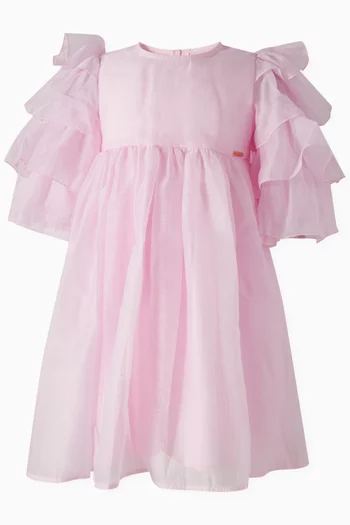 Frilled Dress in Viscose-blend