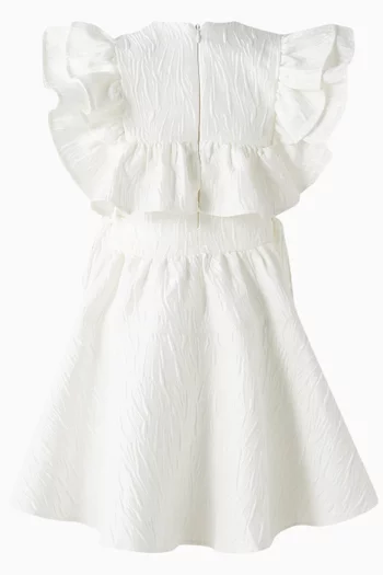 Ruffle Flared Dress in Jacquard
