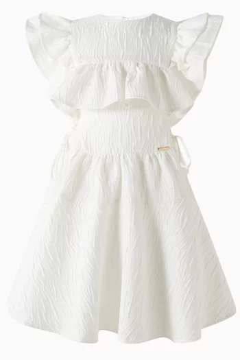 Ruffle Flared Dress in Jacquard