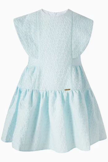Gathered Dress in Jacquard Fabric