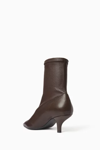 The Heeled 55 Sock Ankle Boots in Leather