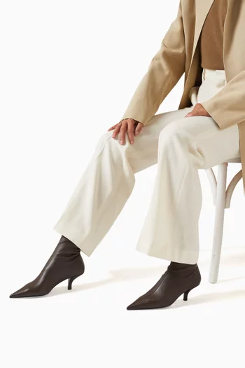 The Heeled 55 Sock Ankle Boots in Leather
