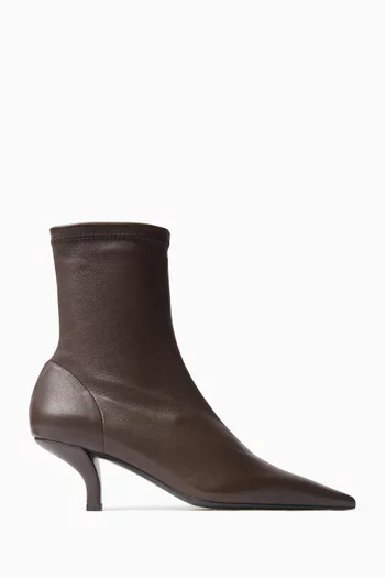 The Heeled 55 Sock Ankle Boots in Leather