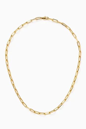 قلادة ميني قصيرة بحلقات على شكل مشبك ورق نحاس مطلي ذهب عيار 18