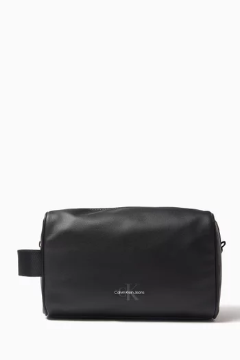 Logo Toiletry Bag in Faux Leather