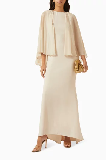 Cape Panel Maxi Dress