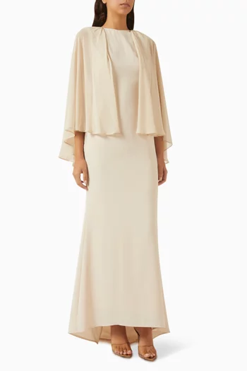 Cape Panel Maxi Dress