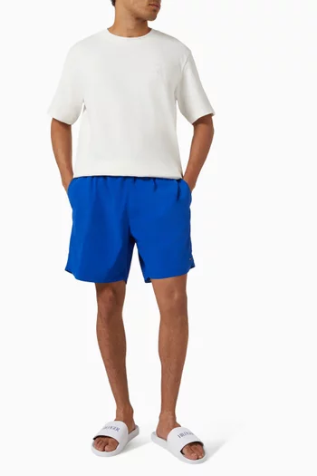 Long Drawstring Swim Shorts in Recycled-nylon