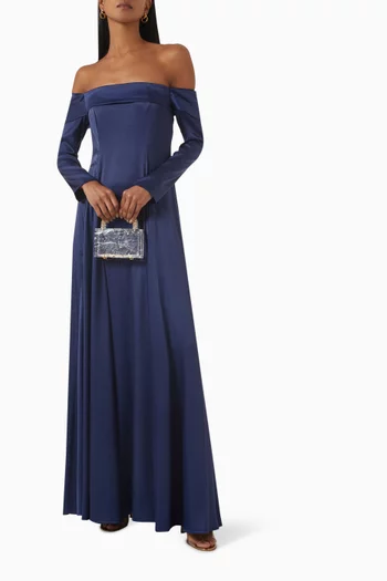 Off-shoulder Maxi Dress in Satin