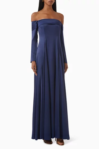 Off-shoulder Maxi Dress in Satin