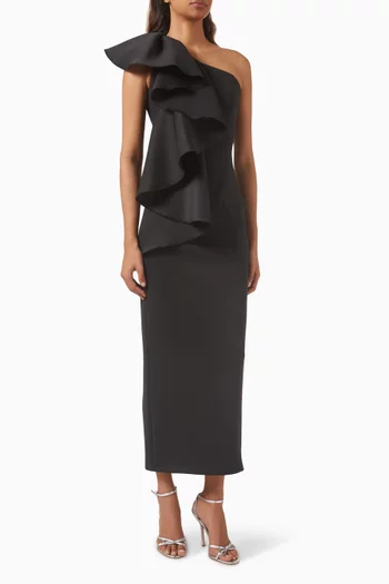 One-shoulder Dress in Scuba Fabric