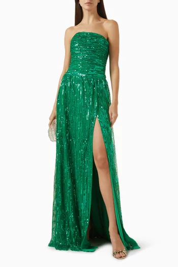 Strapless Sequinned Gown