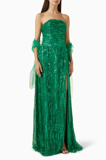 Strapless Sequinned Gown