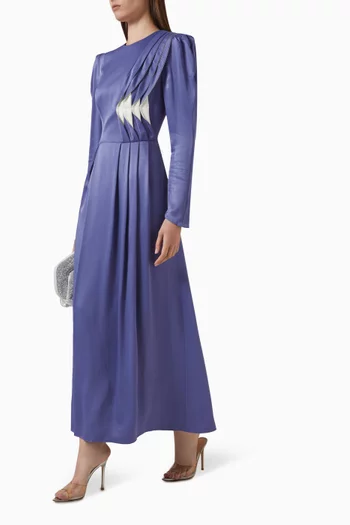 Pleated-panel Maxi Dress in Rayon