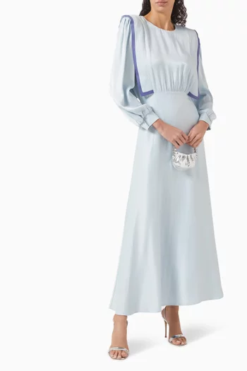 Padded-shoulder Midi Dress in Rayon