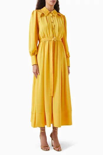 فستان متوسط الطول بحزام