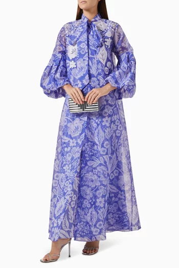 كاب زهرة مزين بنقشة بوليستر أورجانزا