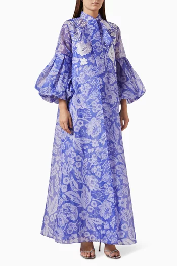 كاب زهرة مزين بنقشة بوليستر أورجانزا