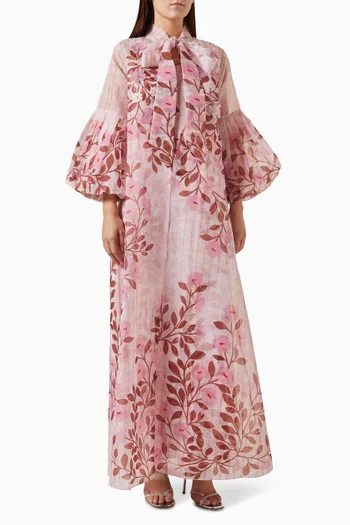 Cressida Floral-print Cape in Poly-organza