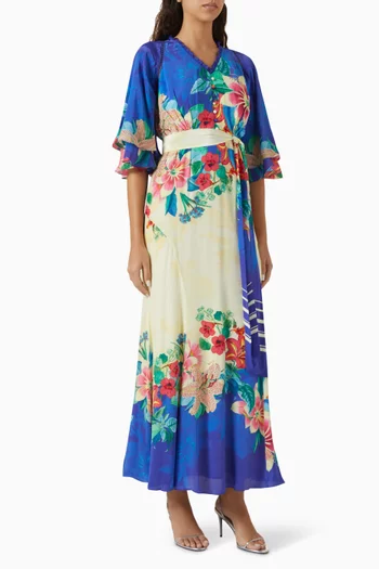 فستان طويل بنقشة