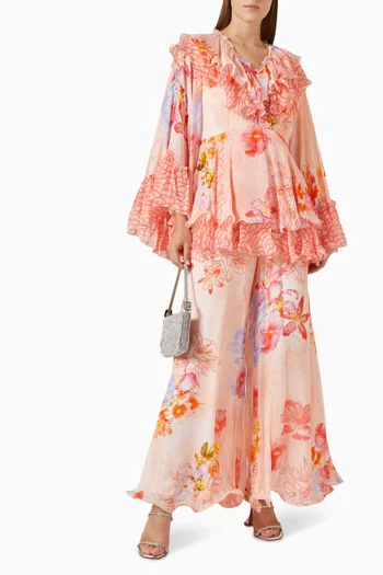 Flared Frill Jumpsuit in Chiffon
