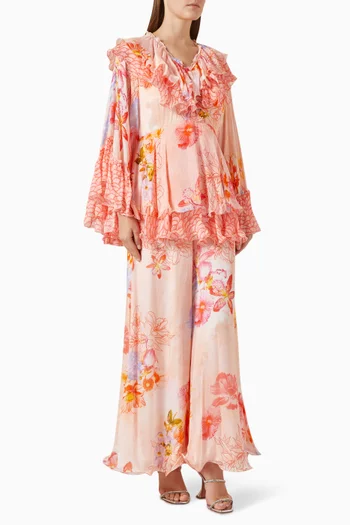 Flared Frill Jumpsuit in Chiffon
