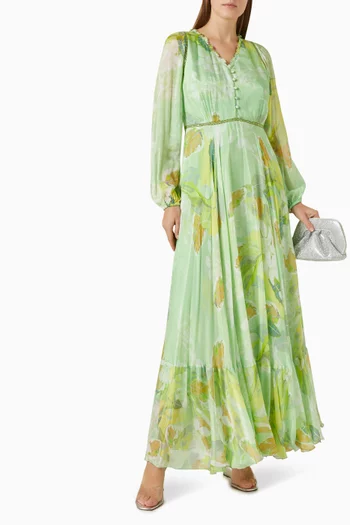 V-neck Maxi Dress in Chiffon